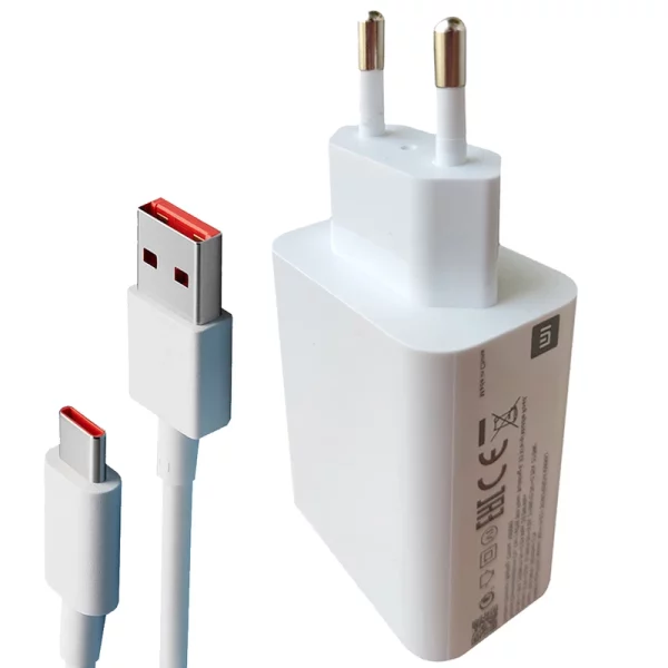 شارژر دیواری شیائومی مدل 33 وات رو کارتنی به همراه کابل تبدیل usb-C با ضمانت فابریک